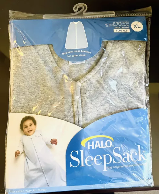 Halo Gray Jersey Cotton Sleep Sack Size XL 18-24 Months Wearable Blanket New NIP