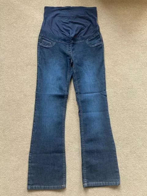 BNWT NEXT Dark Blue Over Bump MATERNITY Bootcut Jeans 10 Short Leg 29"