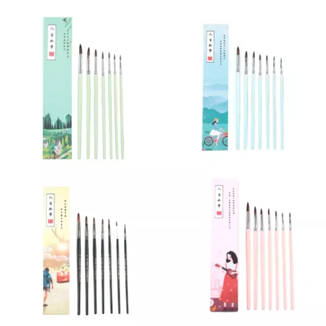 7 PCS Portable Gouache Painting Brushes 7 Types Professional Pointed Paint Brush