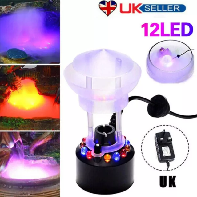 12 LEDs Air Humidifier Ultrasonic Mist Maker Fogger Water Fountain Pond Atomizer