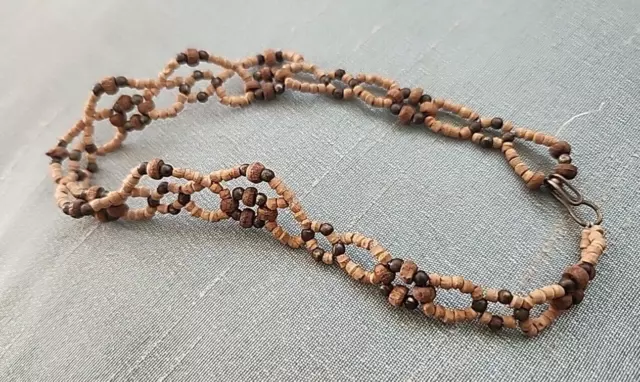 Vintage Artisan Made Bohemian Hippie wooden beaded browns tans Organic Anklet