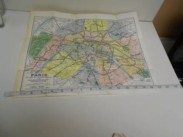 Circa 1940's Paris Map By Metropolitan Burroughs. Taride - In French