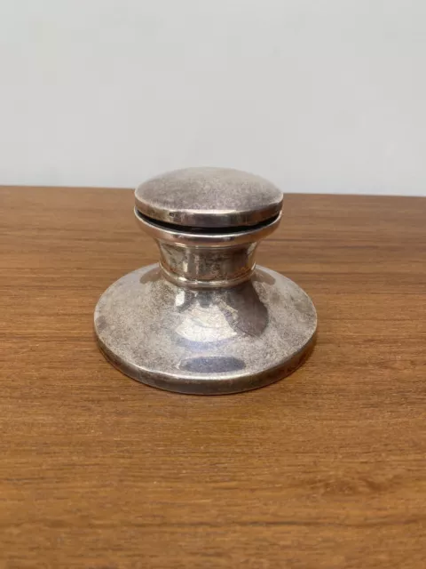 Birmingham Silver Inkwell With Inner, Maker A J P