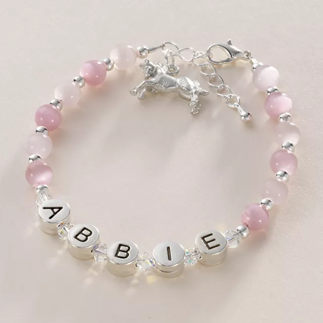 Horse Bracelet with Name for Girls, Personalised Jewellery with Pony Charm