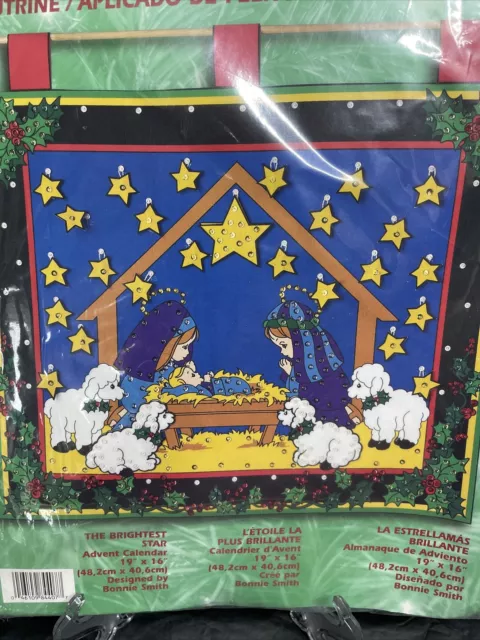 Bucilla THE BRIGHTEST STAR Nativity Advent Calendar Felt Applique Kit • New