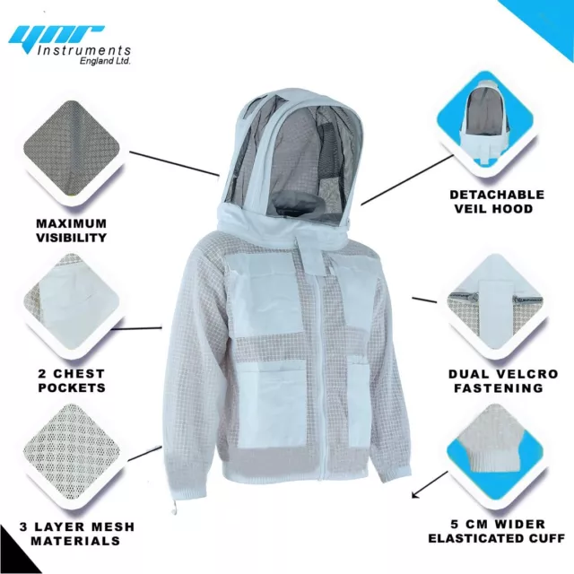 Ynr Beekeeping 3 Layer Mesh Ventilated Beekeeper Jacket Fencing Veil Round Veils