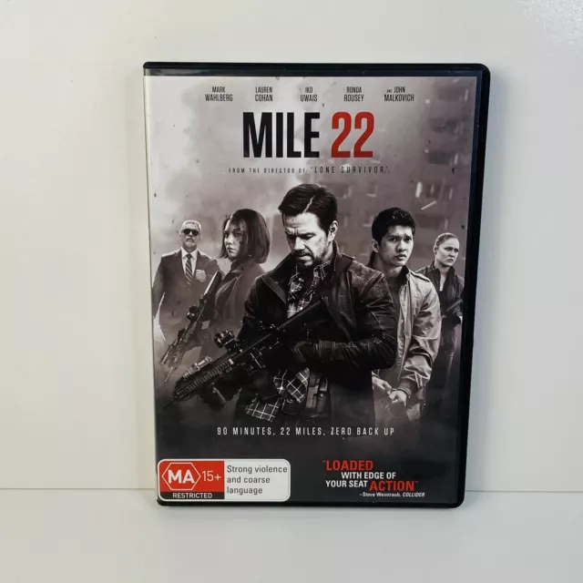 Mile 22 (DVD, 2018) Mark Wahlberg Region 4 - Fast Free Post - NEAR MINT