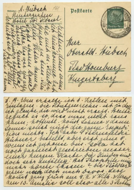 106743 - Ganzsache P 226 - Postkarte - Hinterzarten 29.1.1936 nach Bad Homburg
