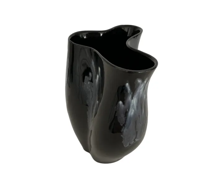 Royal Haeger Pottery Vase Black Drip Blue Green White Glaze Vase 9” R1946 VTG