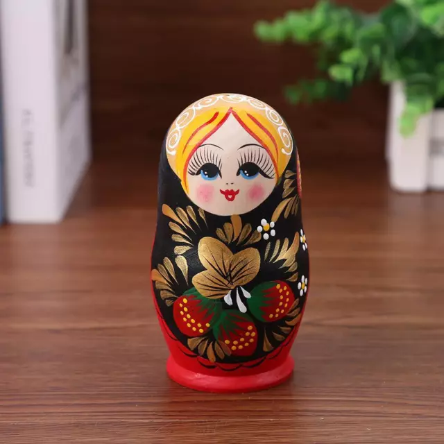 Lovely Matryoshka Wooden Dolls Strawberry Girl Nesting Russian 5 Layers Kid Gift