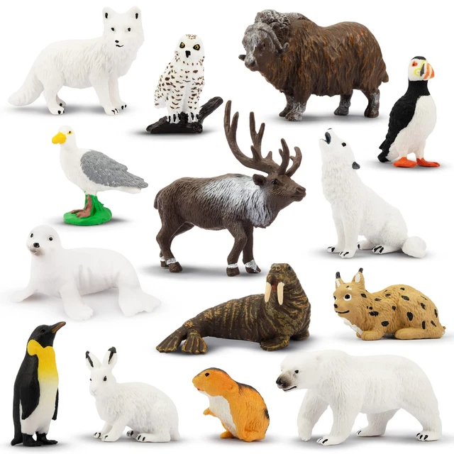 TOYMANY 14PCS Mini Animal Figure Arctic Figure Set Arctic Area Real Real Animal