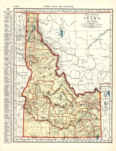 1942 Vintage IDAHO State Map Atlas Map of Idaho Gallery Wall Decor 1061