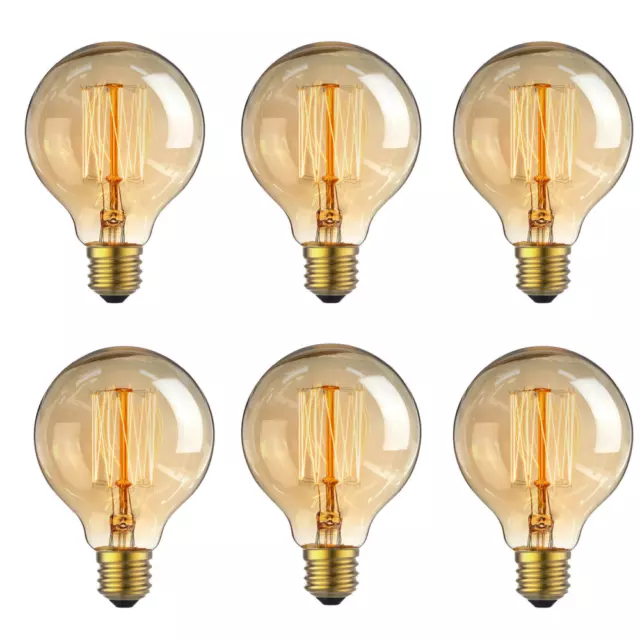 Edison Filament Light Bulb Vintage Dimmable 40W 60W Warm Lamp E26 Base G80 110V