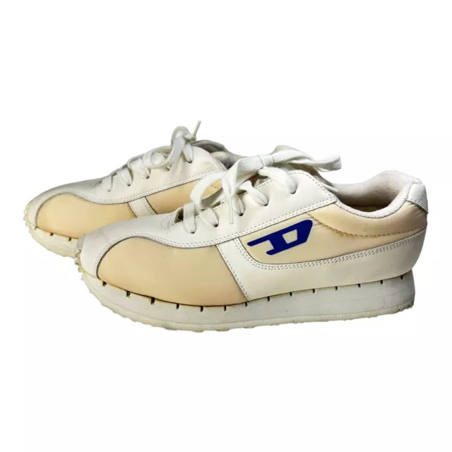 Diesel VTG Trainers Y2K Vintage Leather Shoes US 9 EUR 40.5 Ivory Platform *READ