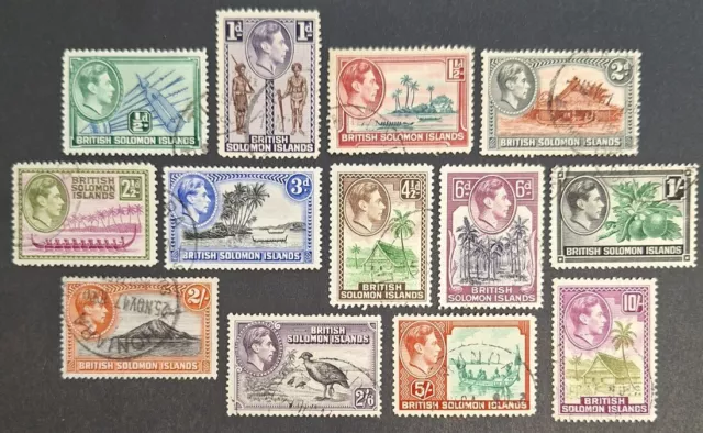British Solomon Islands 1939-51, set of 13x Stamps Used