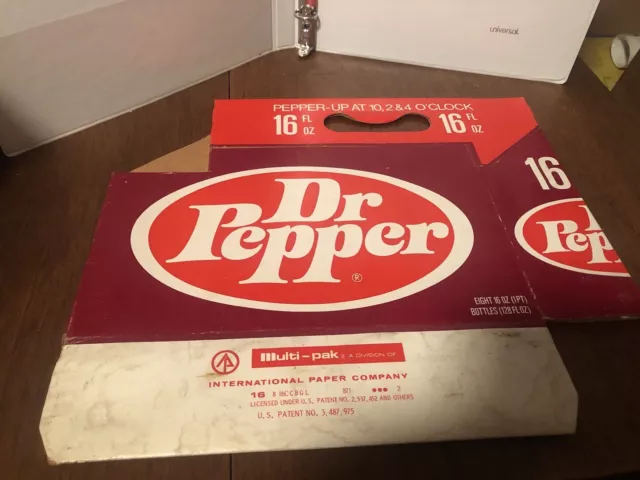 Dr Pepper 16 Oz Six Pack Bottle Cardboard Carrier Vintage Pop Soda