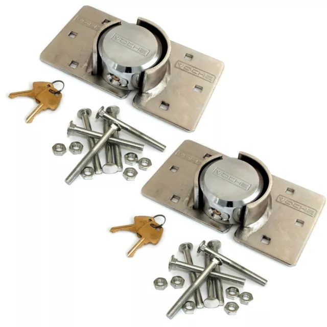 SET OF 2 VOCHE® HIGH SECURITY 73mm PADLOCK & HASP SETS VAN LOCKS + FIXING KITS