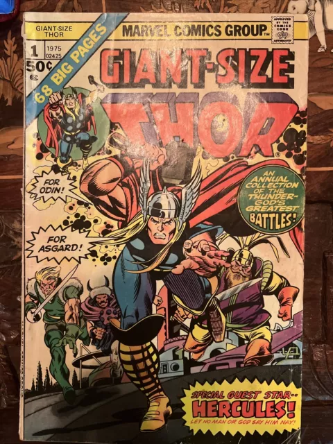 Thor Giant Size #1 Stan Lee Jack Kirby Thor vs Hercules Marvel 1975  G/VG