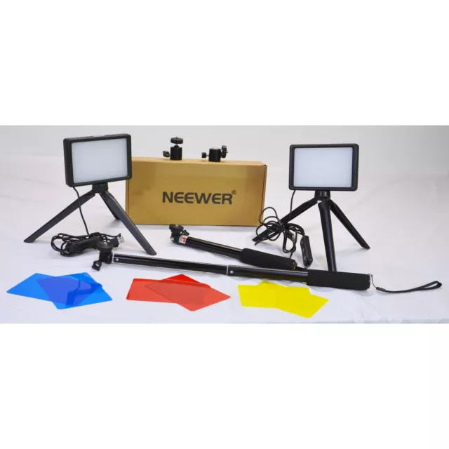 Neewer Dimmable USB LED Video Light 2 Pack w/ Adjustable Tripods & Color Filters