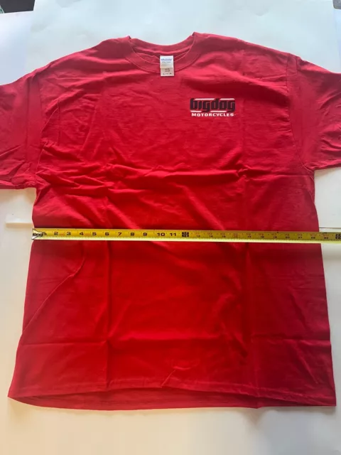 New Big Dog Motorcycles Red Short Sleeve Shirt Signature Logo Front And Back Xl