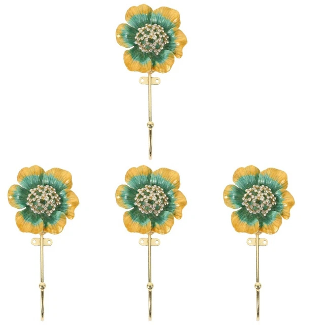4 Pack heavy hooks for hanging coats Enamel Flower Hook Metal Clothes Rack Decor