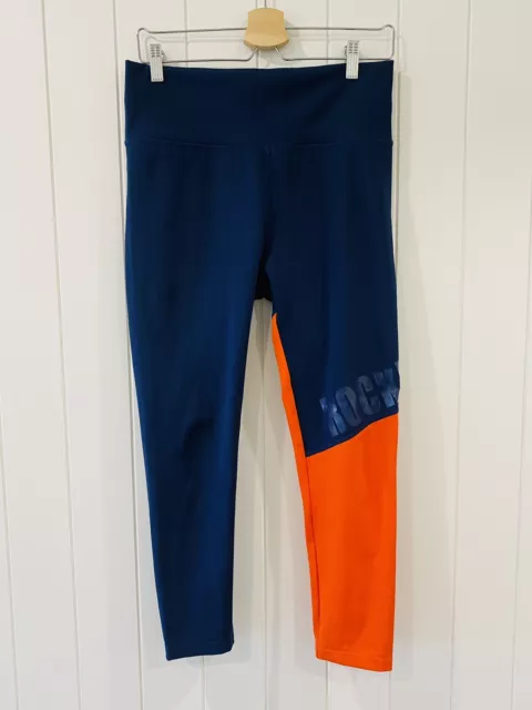 Rockwear Size 14 Sports Leggings Blue Red Full Length High Rise Colour Block