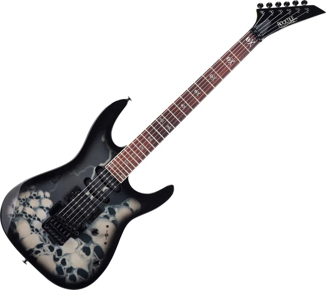 B-WARE Rocktile Heavy Metal Skull E-Gitarre 2 Single Coil Humbucker FR Style