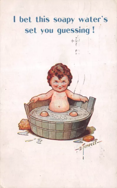 Bamforth Witty Postcard No 323 Baby In Bath D Tempest Used Unused G Plus