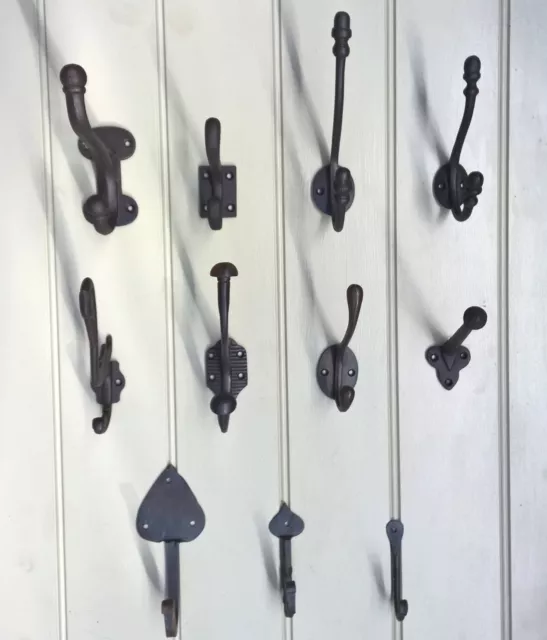 Coat Hooks  Vintage Cast Iron Traditional black Swan Fish Victorian Small