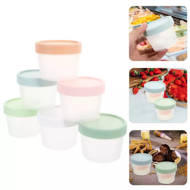 6 Pcs Yogurt Containers with Lids Fruit Storage Keeper Ice Cream Crisper