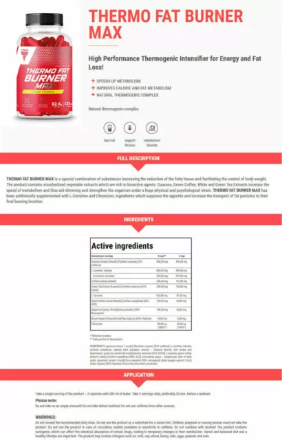 Trec Nutrition THERMO FAT BURNER MAX - Gewichtsverlust - Abnehmen von Pillen 2