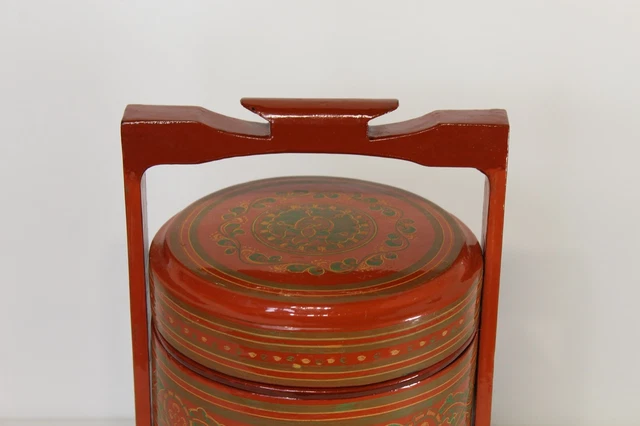 Betel Nut Box Lacquerware Carrying Container Box #7 Large Multi Color Designs 2