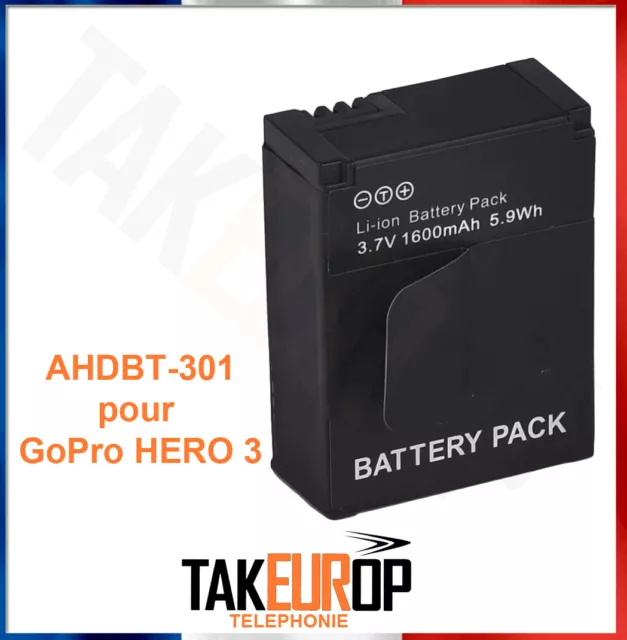 BATTERIE pour GOPRO  HERO 3 - AHDBT-301  - Battery - 3.7V 1600mAh 5.9Wh Li-ion 2