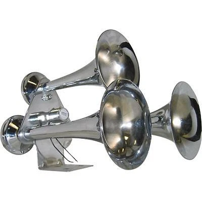 Chrome Train Horn, Compact Extra Loud 3 Bell
