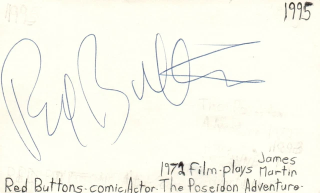 Red Buttons Comedian Actor Movie Autographed Signed Index Card JSA COA