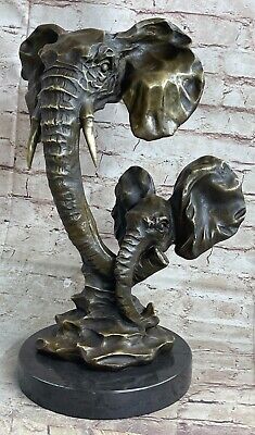 Bull Elephant Jungle African Room Feng Shu Art Bronze Marble Sculpture Statue