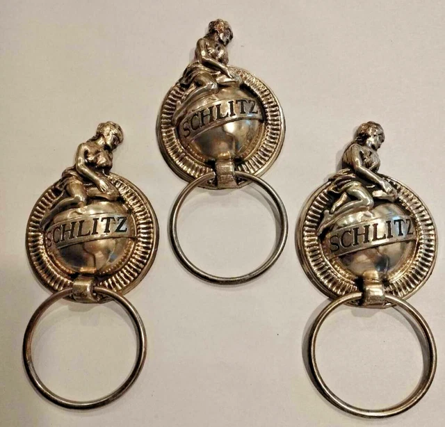 3 Vintage Schlitz Beer Bar Girl On Globe Towel Hangers, Promotional Items