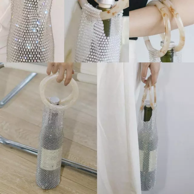 Rhinestones Wine Bag Elastic Net Sturdy Handle Wedding Gifts Hot Sparkly P99C