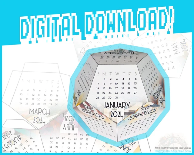PAPERCRAFT DODECAHEDRON CALENDAR 2024 Downloadable Cutout Template 5