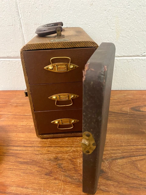 Estuche de transporte vintage Barnett Jaffe Baja almacenamiento con cajones 300 extensiones