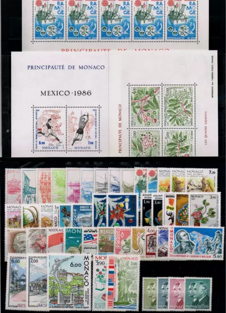 TIMBRES MONACO ANNÉE 1986 COMPLÈTE avec BLOC FEUILLET NEUF**