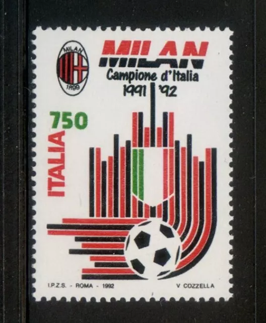 Italy 1992 MNH** Italian Football League Champion/AC Milan/Soccer/Emblem 1v set