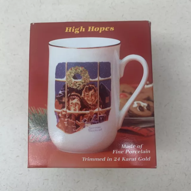 New Vintage Christmas Mug Norman Rockwell Santa Coffee Tea 24k Gold Rimmed Cup