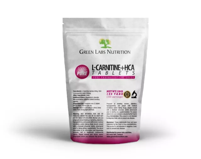 L-Carnitina 800 mg más HCA 200 mg tabletas Quemador de grasa fuerte