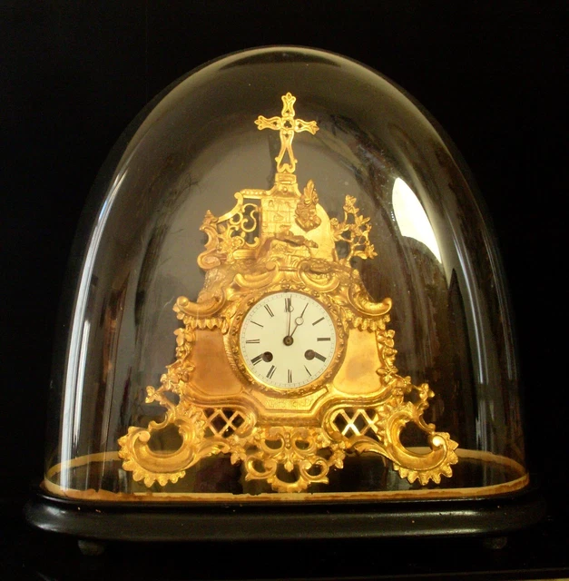 FRENCH EMPIRE 1849 with GLOBE Stunning  Bronze Cartel Religious Clock at Calvary