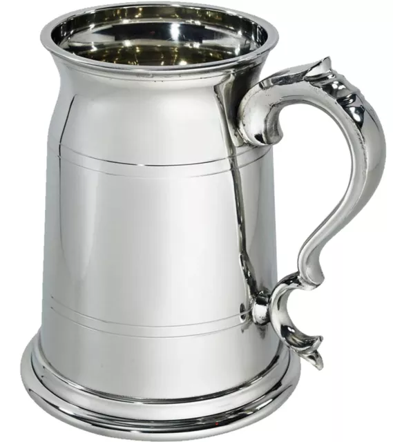 Zinnquart Biertankard 2 Pint alter Londoner Stil mit schwerem Rollengriff 3