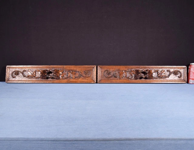 French Antique Carved Architectural Drawer Fronts/Panels in Solid Oak Wood 2