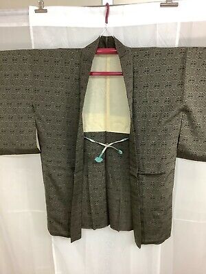 Japanese Vintage Kimono Haori Jacket Front string green Height 32.67inch used