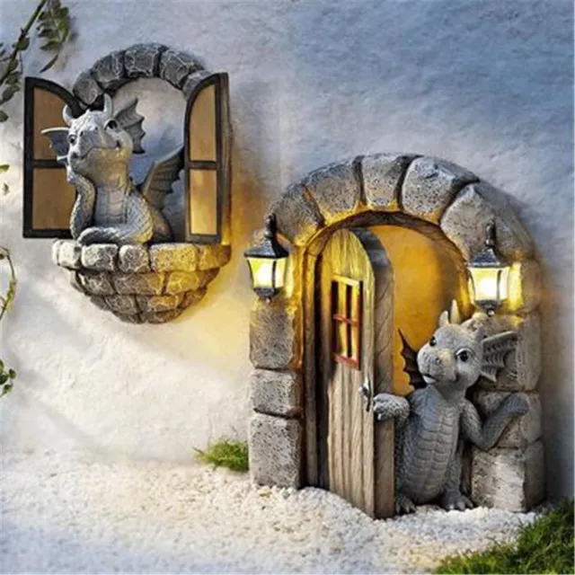 Wandkunst Garten Anhänger Handwerk Dekorieren Drachenkletterfenster Ornamente