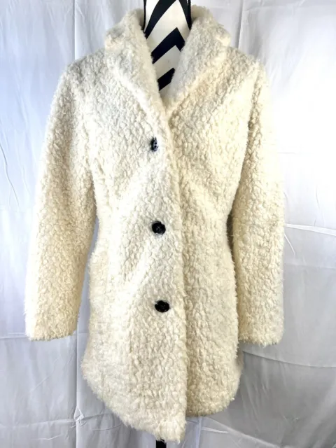 Sherpa Design Lab Lord & Taylor Small Coat Women's White Ivory Cream Faux Fur